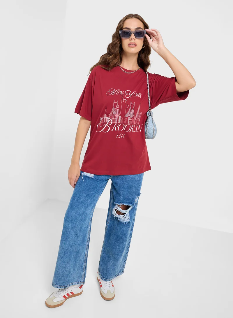 Ginger Oversize Varsity Graphic T-Shirt