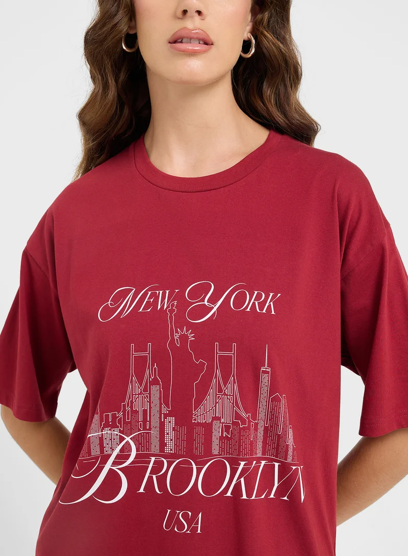 Ginger Oversize Varsity Graphic T-Shirt