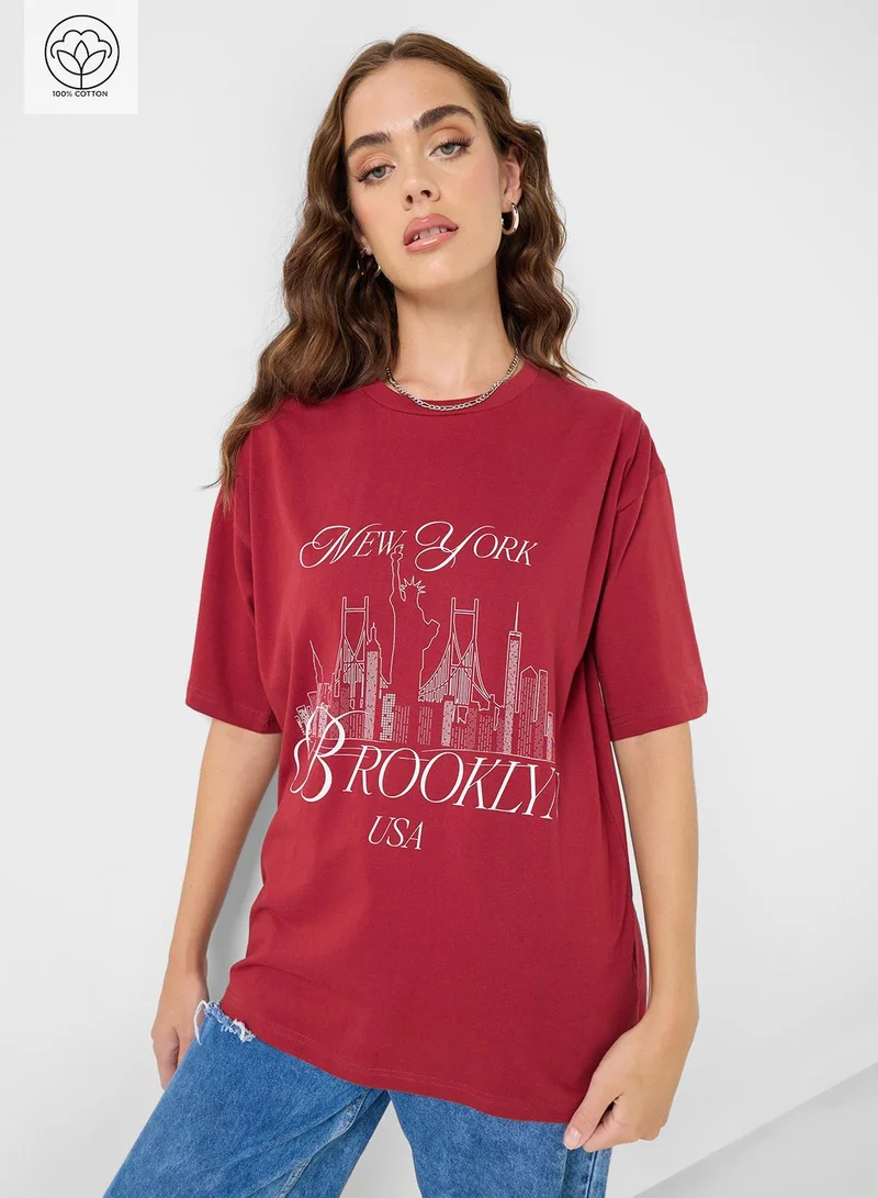 Ginger Oversize Varsity Graphic T-Shirt