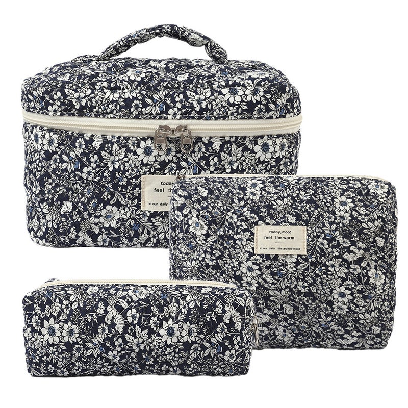 Super New Cotton Cosmetic Bag Niche Portable Washes Storage Bag Floral Ins Cute Quilted - Image 2