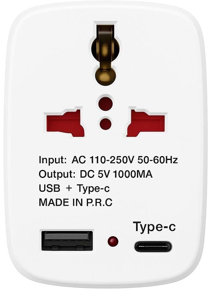 MOMENT Universal Travel Adapter USB + Type C Ports 5.0V: 1000mA Input AC 110-250 V - Perfect for Laptop, Cell Phones, Safe Travel Adapter - Image 1
