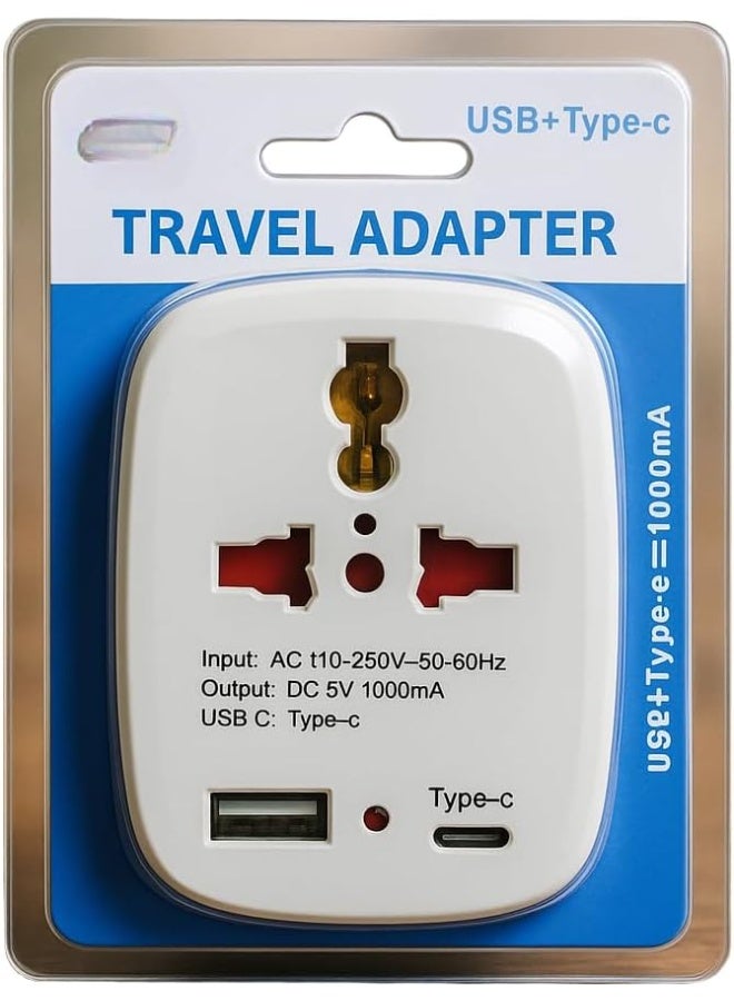 MOMENT Universal Travel Adapter USB + Type C Ports 5.0V: 1000mA Input AC 110-250 V - Perfect for Laptop, Cell Phones, Safe Travel Adapter - Image 4