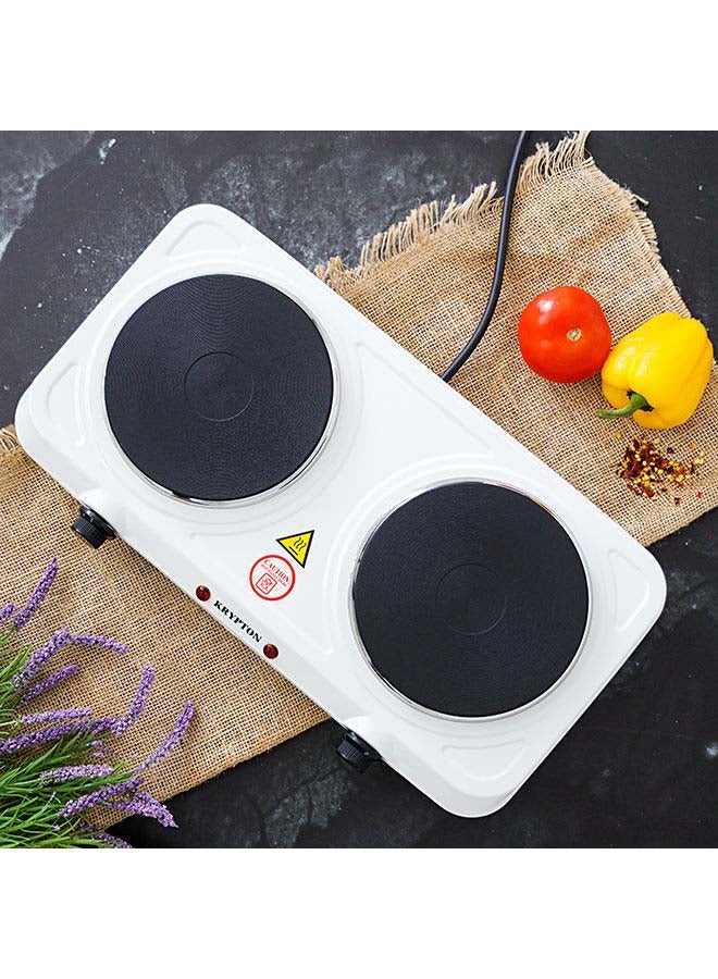 كريبتون طبق تسخين بموقدين مزود بثرموستات لضبط الحرارة 2000 W KNHP5306N أبيض - Image 4