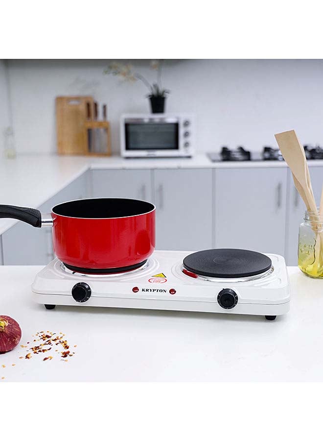 كريبتون طبق تسخين بموقدين مزود بثرموستات لضبط الحرارة 2000 W KNHP5306N أبيض - Image 5
