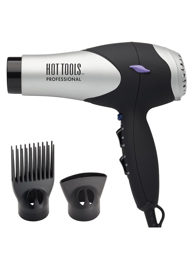Hot Tools - Hot Tools Pro Artist Turbo Styling Hair Dryer  Lightweight and Quiet SilverBlack 1 Count Pack of 1 - Image 1