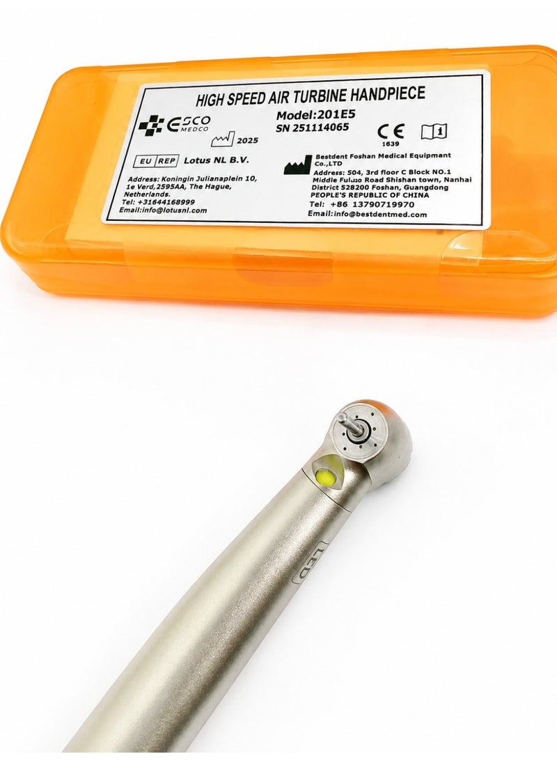 Esco High Speed Dental Handpiece with LED Push Button Turbine Handpiece Ceramic Bearing Standard Head for Clinical and Dental Procedures - Image 2