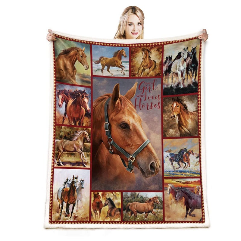 Horse Lover Blanket Gifts for Girls BirthdayDecor Soft Flannel Throw Blanket 50 x 60