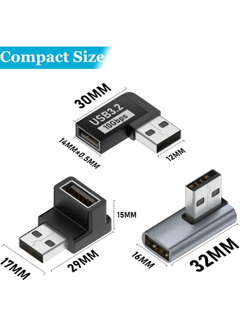 Warmstor 6 Pack 10Gbps USB 3.1 Male to Female Adapter Up Down Left Right 90 Degree Right Angle USB Cable Extension Connector 6 Types Support 3A Charging Speed - Image 2