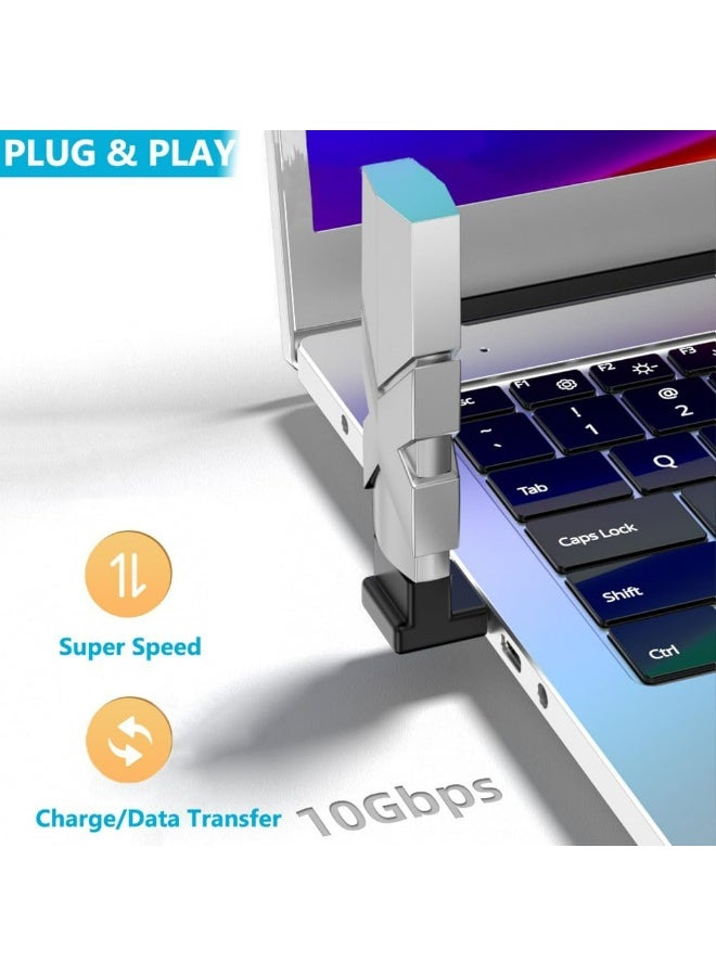Warmstor 6 Pack 10Gbps USB 3.1 Male to Female Adapter Up Down Left Right 90 Degree Right Angle USB Cable Extension Connector 6 Types Support 3A Charging Speed - Image 4