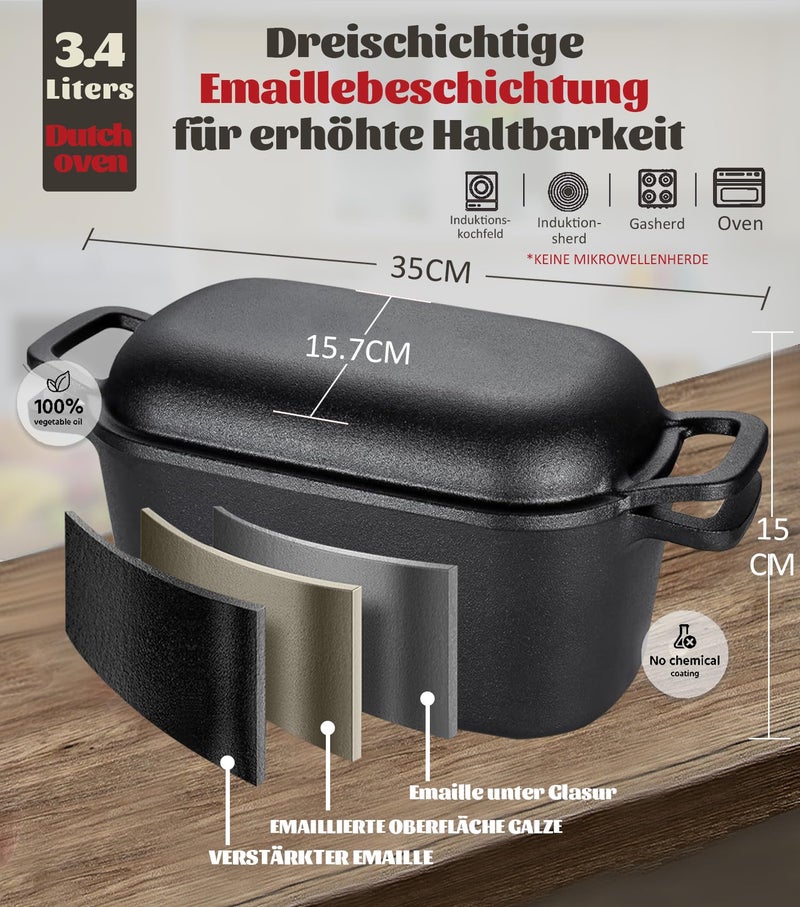 LINMAGCO Dutch Oven for Bread Baking & Sourdough Bread Baking Starter Kit- 11-Piece Beginner Gift Set with 3.6QT Oval Cast Iron Pot with Lid, Silicone Proofing Basket & Artisan Tools - Image 3