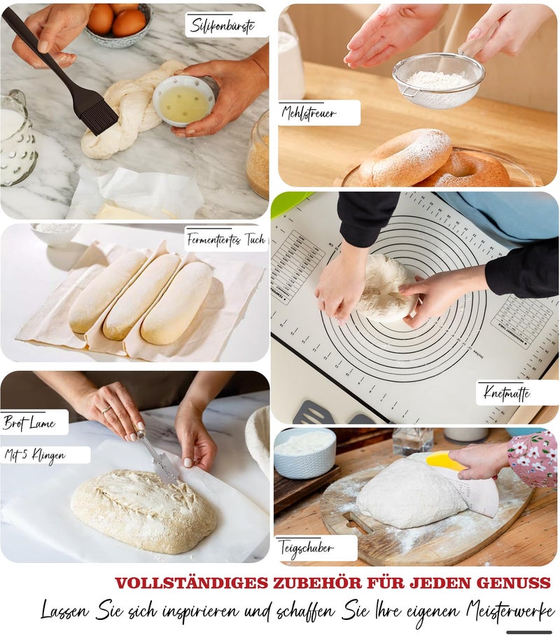 LINMAGCO Dutch Oven for Bread Baking & Sourdough Bread Baking Starter Kit- 11-Piece Beginner Gift Set with 3.6QT Oval Cast Iron Pot with Lid, Silicone Proofing Basket & Artisan Tools - Image 5