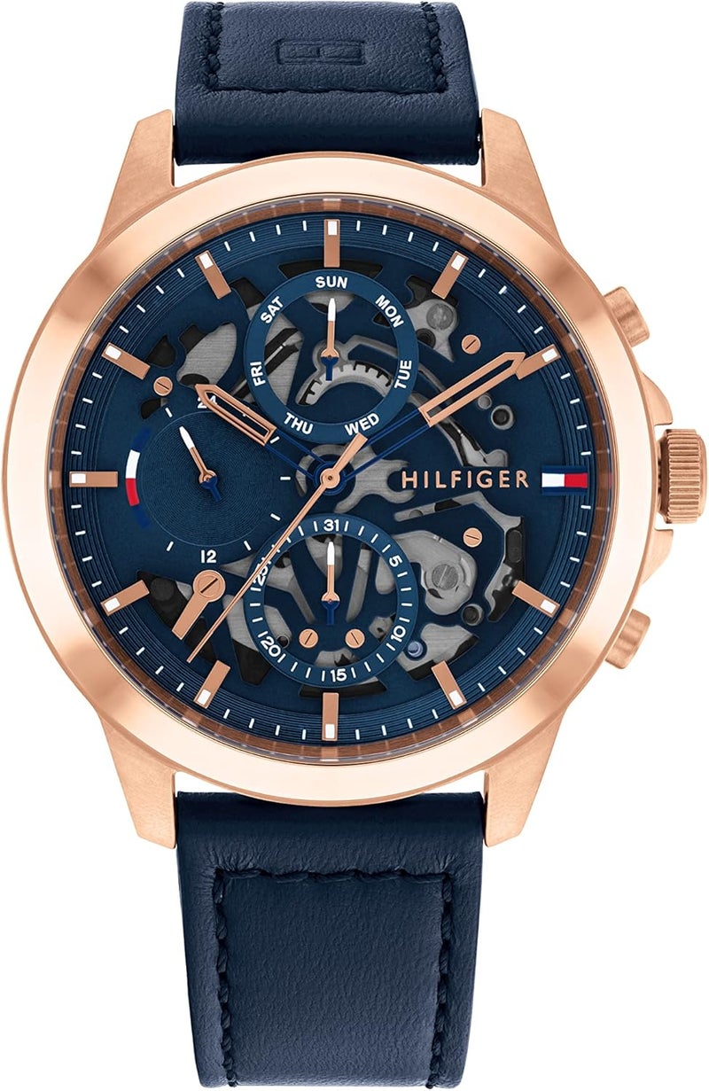 Tommy Hilfiger Men's Blue Dial Blue Leather Watch - 1710475 - Image 1