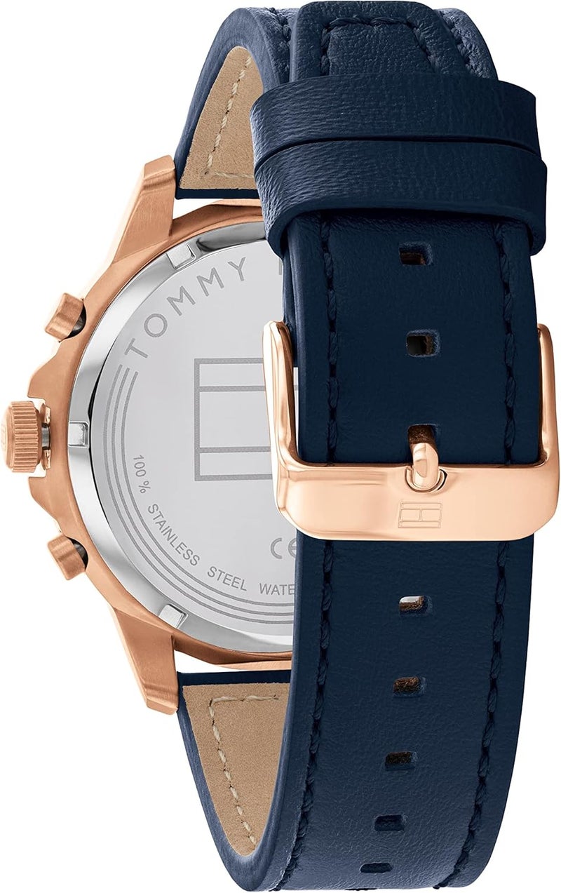 Tommy Hilfiger Men's Blue Dial Blue Leather Watch - 1710475 - Image 3