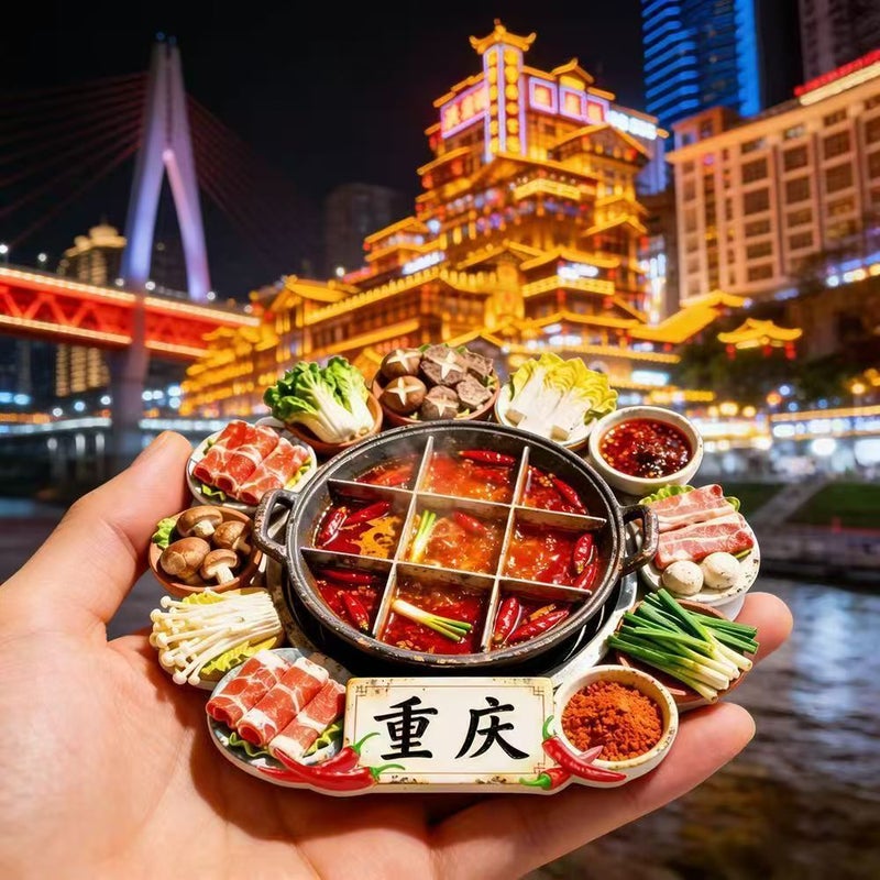 Creative Chongqing Hotpot Fridge Magnet 3D Strong Magnetic Souvenir - Image 1