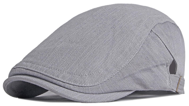 Xinveen Newsboy Hats for Men Flat Cap Cotton Adjustable Breathable Irish Cabbie Ivy Driving Hunting Hat Gray - Image 1