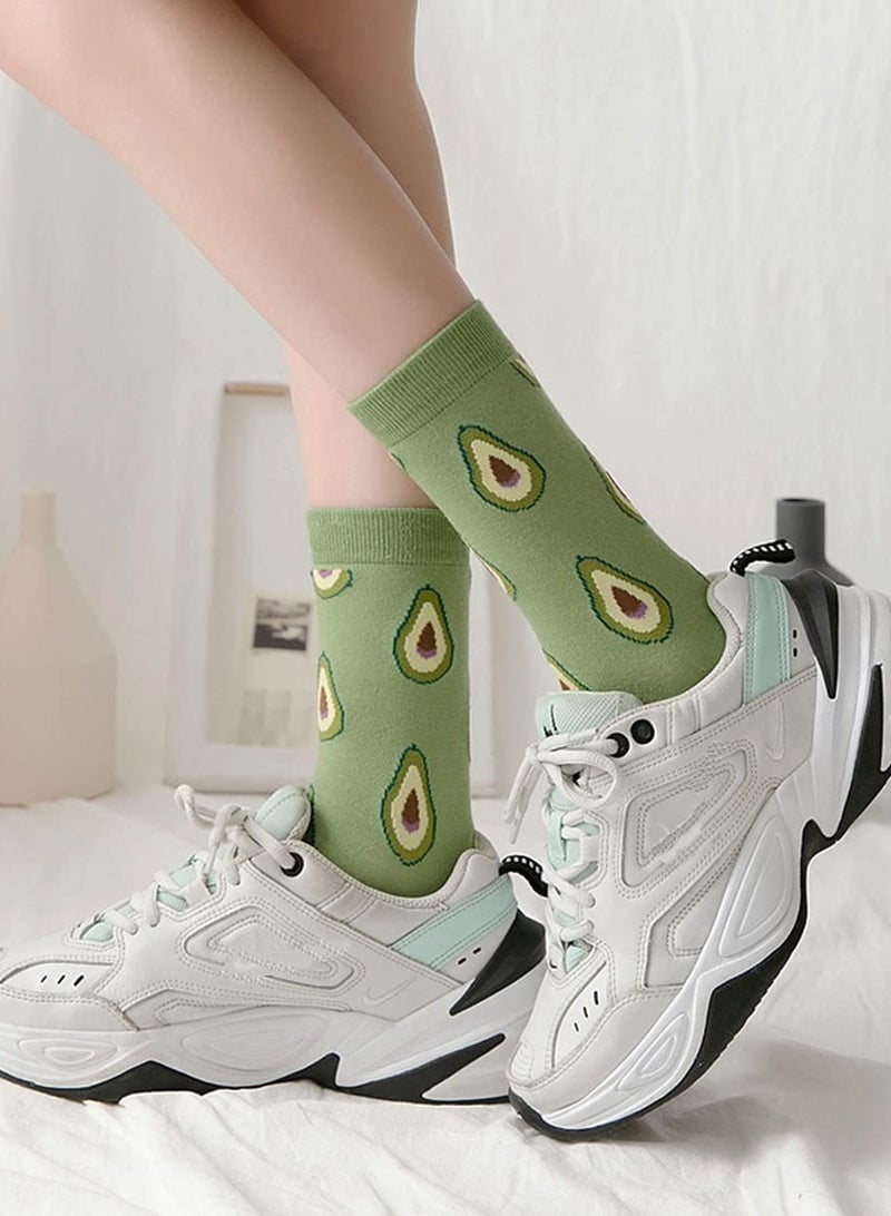 SOLARAE Fruit Mid-tube Cotton Socks, 6 Pairs Sports Fitness Cute Breathable Cotton Socks Household Items (Watermelon, Lemon, Strawberry, Avocado, Peach, Banana) - Image 2