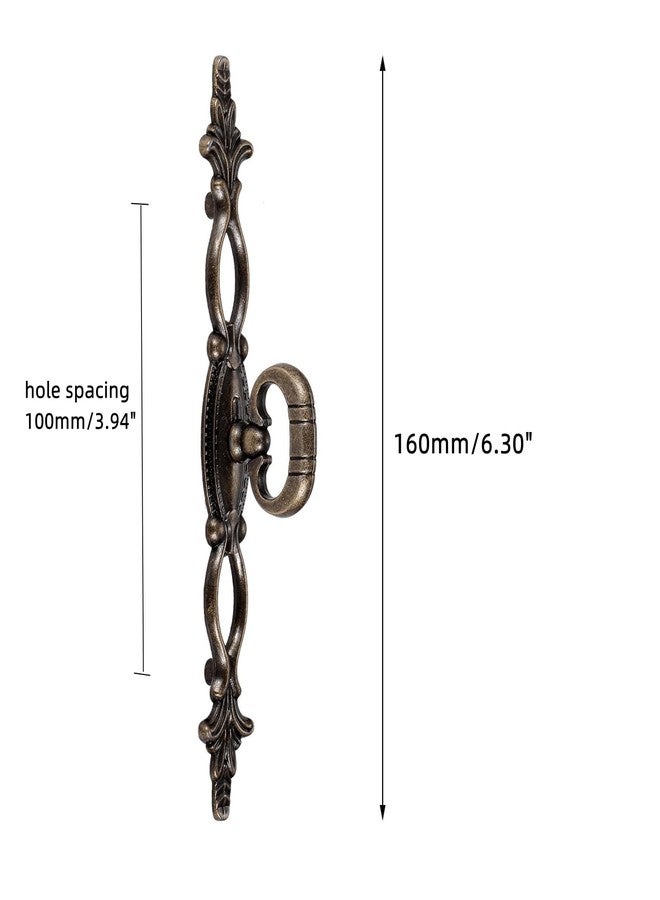 dophee 2Pcs Vintage Style Pulls Handles, Antique Bronze Hollow Decor Cabinet Knobs for for Furniture Drawer Dresser Closet Wardrobe Cupboard with Screw, 6.30"x0.87"x1.34" - Image 2