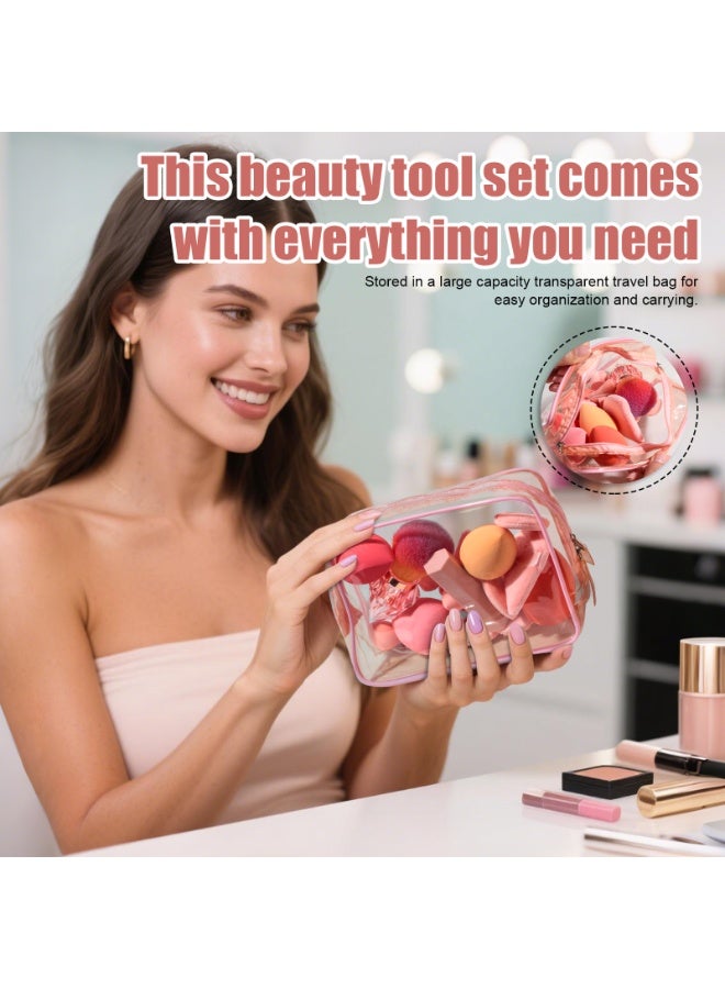 BS مول 17 قطعة من إسفنجة المكياج وأدوات مكياج الوجه وبودرة البودرة الكبيرة وفرشاة الشفاه السيليكونية ومجموعة إسفنجة المكياج، إسفنجة عالية الجودة، شعر صناعي، مجموعة سيليكون - Image 2