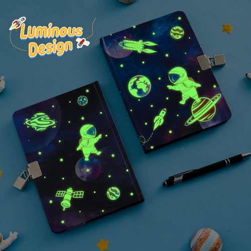 WERNNSAI Luminous Space Kids Diary for Boys Secret Diary with Lock and Keys Kids Journal Notebook Birthday Christmas Gift for 6 7 812 Year Old Boys School A5 Lined Writing Drawing Notepad - Image 5