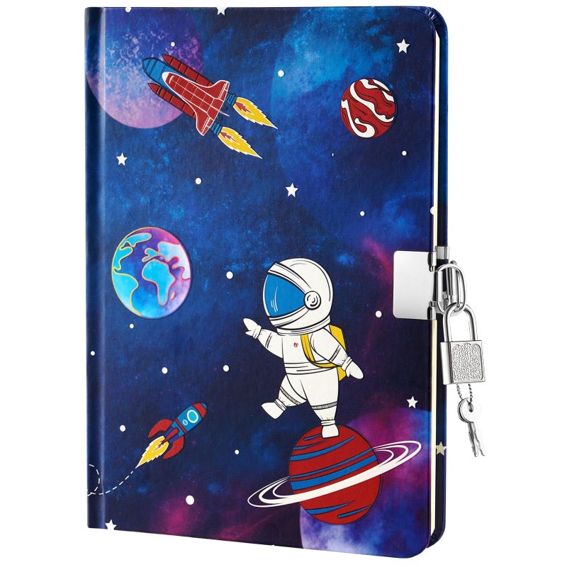 WERNNSAI Luminous Space Kids Diary for Boys Secret Diary with Lock and Keys Kids Journal Notebook Birthday Christmas Gift for 6 7 812 Year Old Boys School A5 Lined Writing Drawing Notepad - Image 4