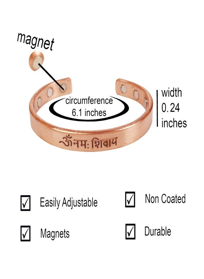 Touchstone - Om Namah Shiva - Hindu holy -Copper magnetic bracelet Tibetan style For Unisex Adult. Hand forged with solid and high gauge pure copper. - Image 4