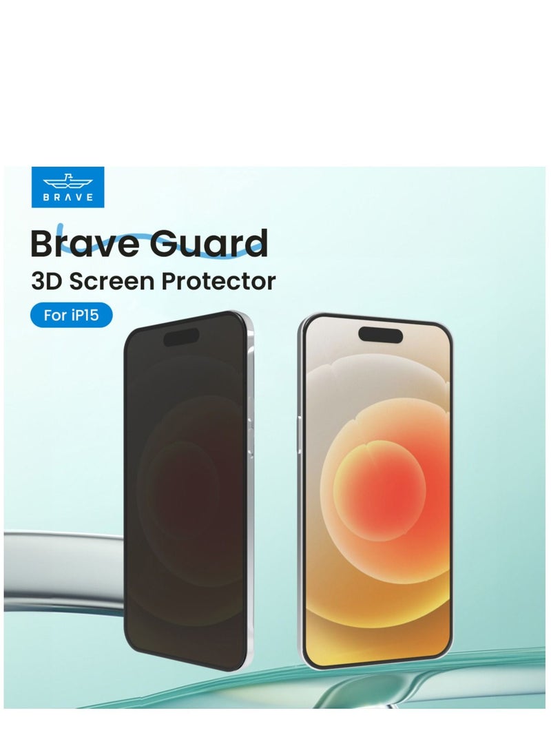Brave - iPhone 15 Pro Max Privacy Screen Protector, Privacy Screen iPhone 15 Pro Max, Anti Spy Private Full Coverage, Shockproof Anti-Scratch 9H Tempered Glass, iPhone 15 Pro Max Accessories 6.7" - Image 1