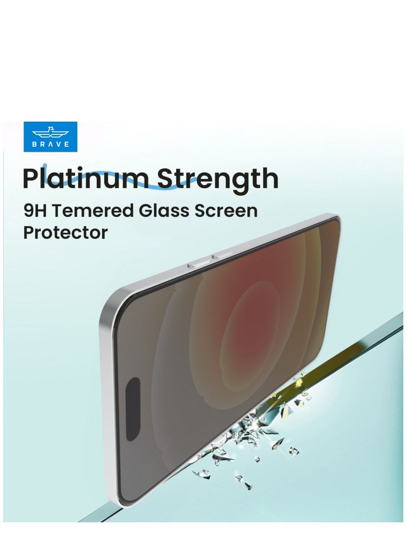 Brave - iPhone 15 Pro Max Privacy Screen Protector, Privacy Screen iPhone 15 Pro Max, Anti Spy Private Full Coverage, Shockproof Anti-Scratch 9H Tempered Glass, iPhone 15 Pro Max Accessories 6.7" - Image 1