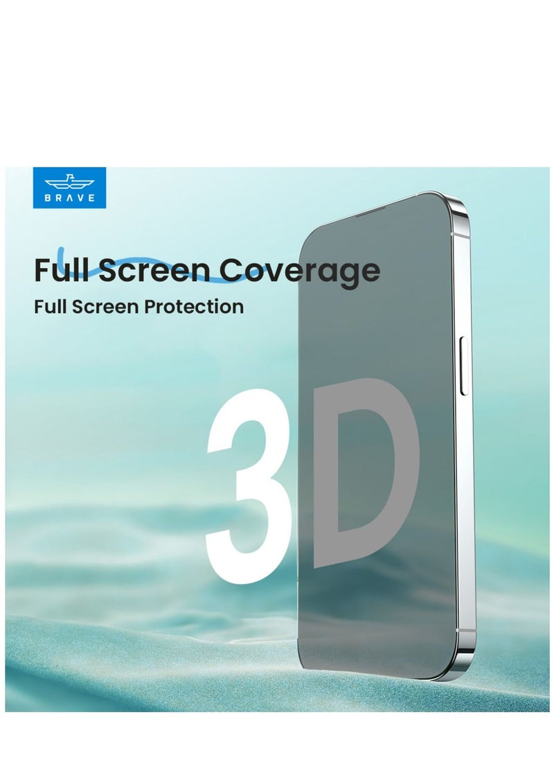 Brave - iPhone 15 Pro Max Privacy Screen Protector, Privacy Screen iPhone 15 Pro Max, Anti Spy Private Full Coverage, Shockproof Anti-Scratch 9H Tempered Glass, iPhone 15 Pro Max Accessories 6.7" - Image 1