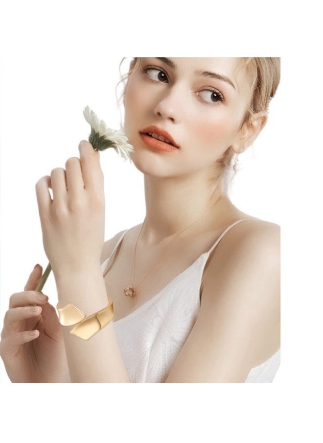ILovhaprty 1Pcs Bangles Bracelets for Women Chunky Polished-Finish Wrist Cuff Wrap Bangle Opening Wide-Grooved Statement Fashion Jewelry Bracelet for Women  - Image 2