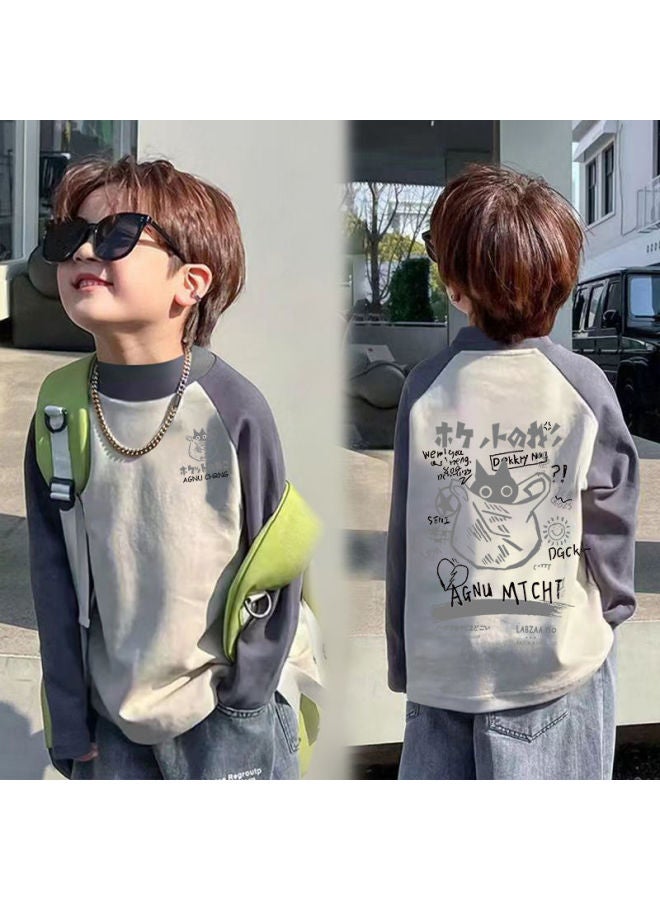 Boys' Half-high Collar Thermal Base Shirt Autumn And Winter Style For Older Boys, Winter Color-blocked Base Top Trendy