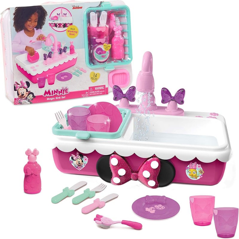 Minnie Just Play Minnie's Happy Helpers Magic Sink Set, Pretend Play Working Sink, Kids Kitchen Set Toys, by, Multi-color - Image 1