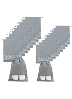 Generic 18 PCS Travel Shoe Bags for Packing, Shoe Bag for Storage, Men And Women, Clear Drawstring Bags, Portable Shoe Bags for Travel（Gray）  - Image 1