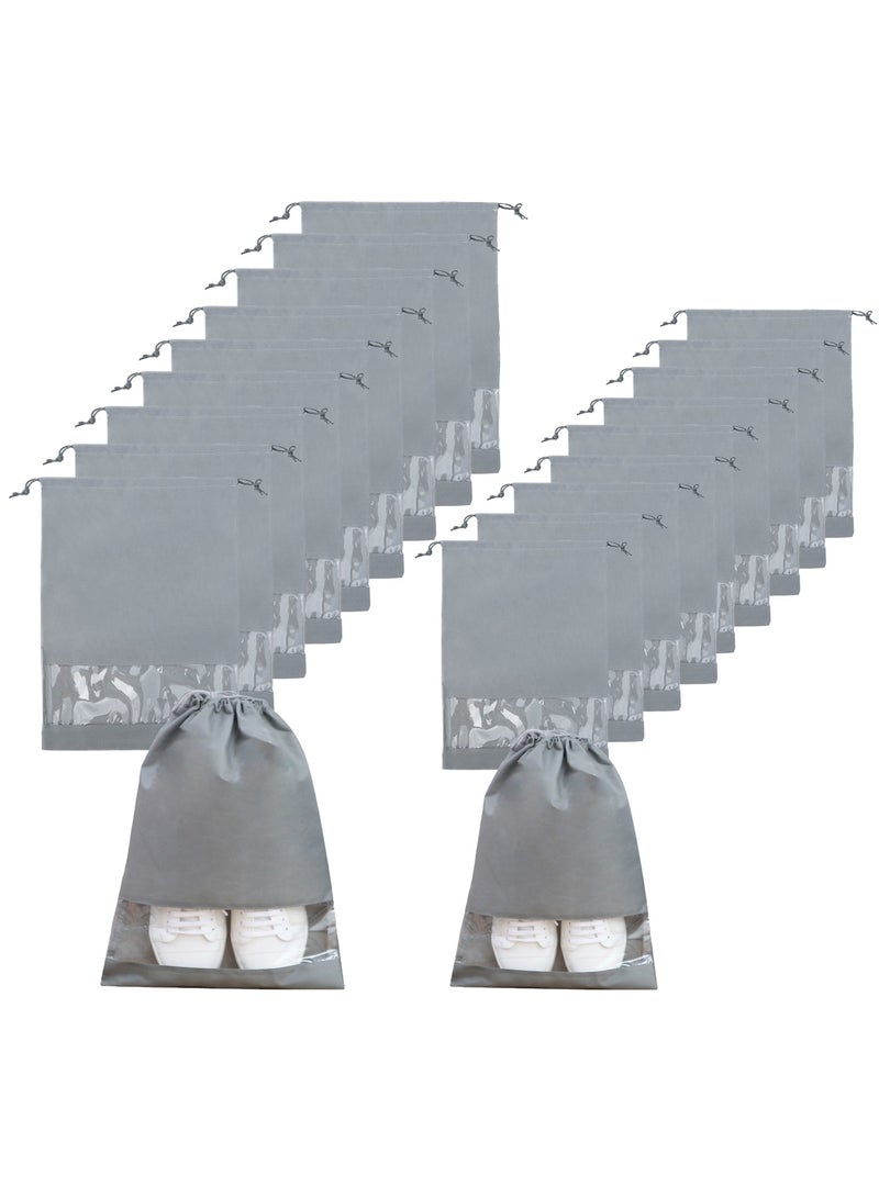 18 PCS Travel Shoe Bags for Packing, Shoe Bag for Storage, Men And Women, Clear Drawstring Bags, Portable Shoe Bags for Travel（Gray）  - Image 1