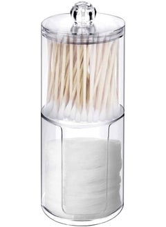 Plan A 2 in 1 Clear Acrylic Cotton Swab Holder - Versatile Makeup Organizer with Lid, Cotton Swabs, Makeup Remover Pads, Cosmetics in Bathroom or Beauty Room  - Image 1