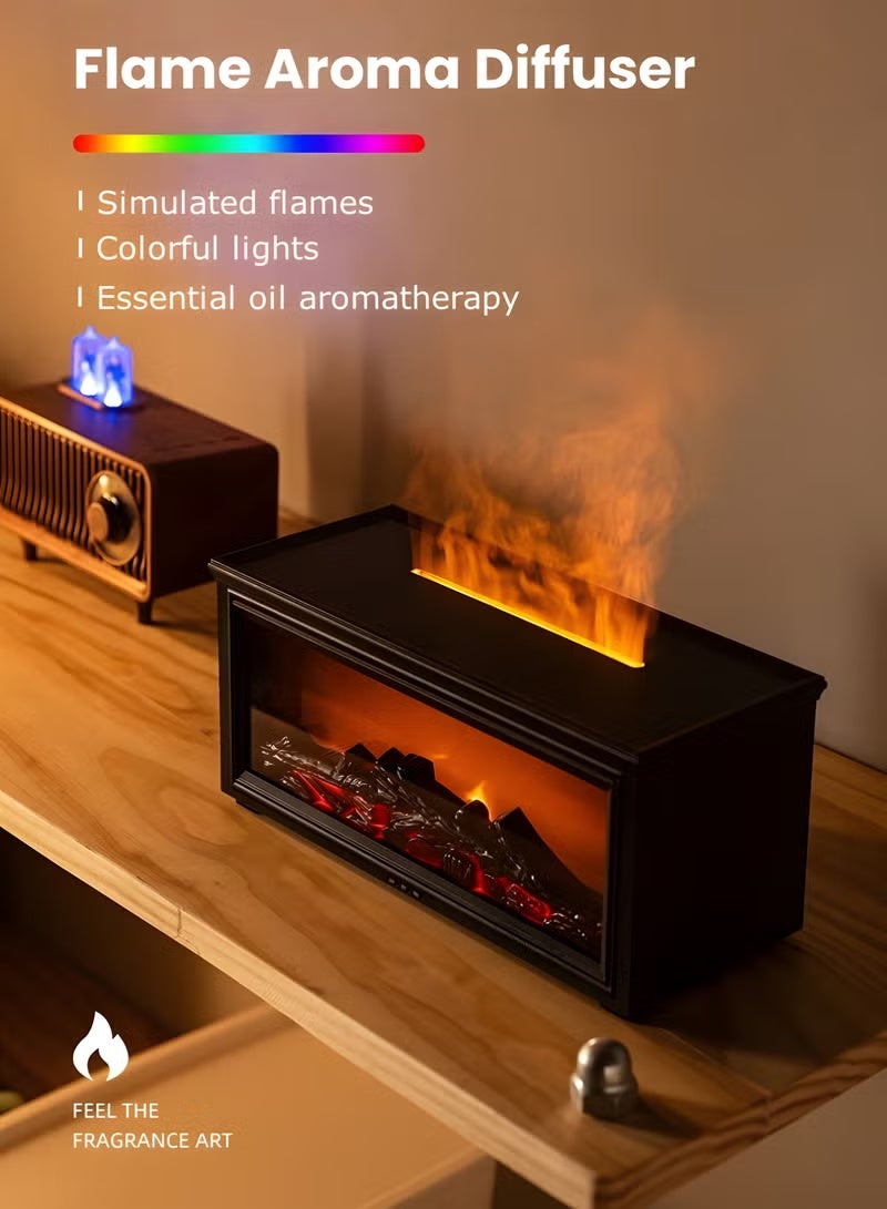 SKT Shiketro 3D Flame Effect Humidifier Aromatherapy Diffuser LED Fire Simulation Cool Mist Maker Silent Air Humidifier for Home Bedroom Office Decoration (Includes Essential Oils) - Image 1