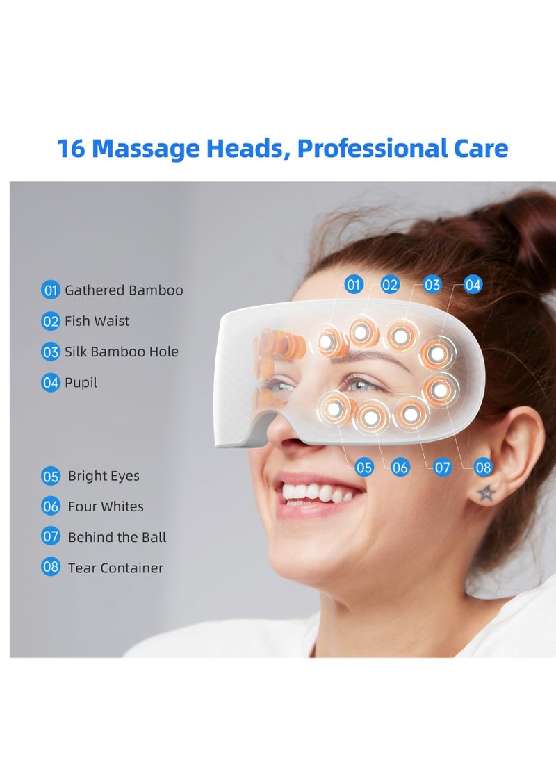 Excefore Mist Eye Massager with Heat, Eye Mask Massager for Migraines, Relaxing Eye Strain, Dry Eyes, Dark Circles, and Puffy Eyes, Bluetooth Eye Care Device, Ideal Gift for Women and Men, White - Image 4