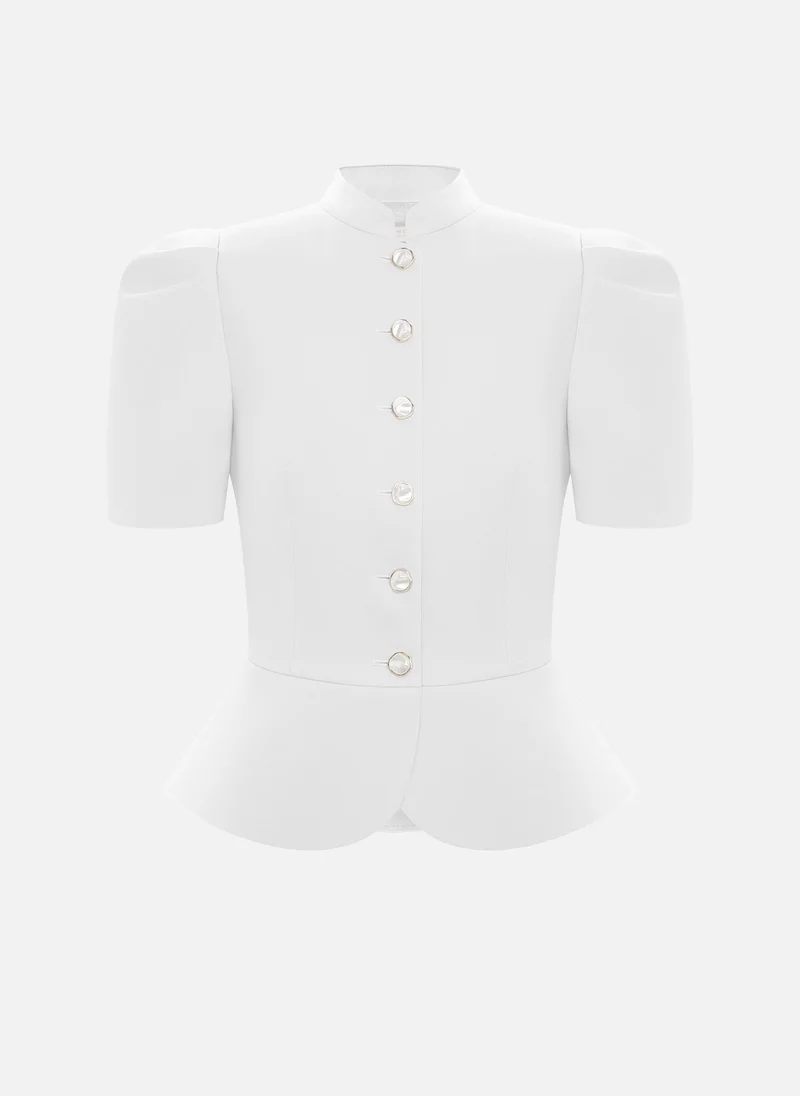 Lichi Single-breasted jacket with voluminous short sleeves and a peplum