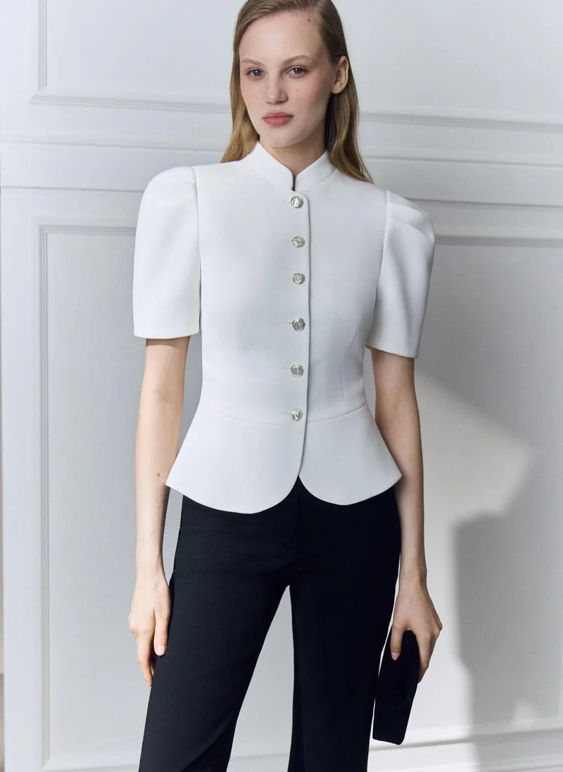 Lichi Single-breasted jacket with voluminous short sleeves and a peplum