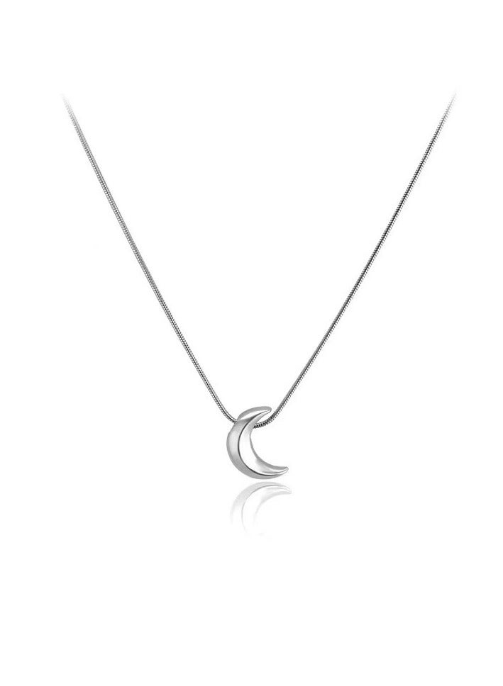 Goolsky Minimalist Crescent Moon Necklace for Women – INS Style Simple Moon Pendant, Aesthetic Clavicle Chain, Chic Everyday Jewelry  - Image 1