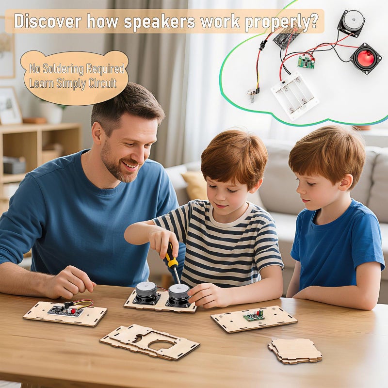 Swhmc DIY Bluetooth Speaker Kit - STEM Projects for Kids & Adults Age 8-12-16, Build Portable Speaker with LED Light, Science Experiment Electronics Set, Birthday Gifts for 9 10 11 13 14 Year Old Boy & Girl - Image 2