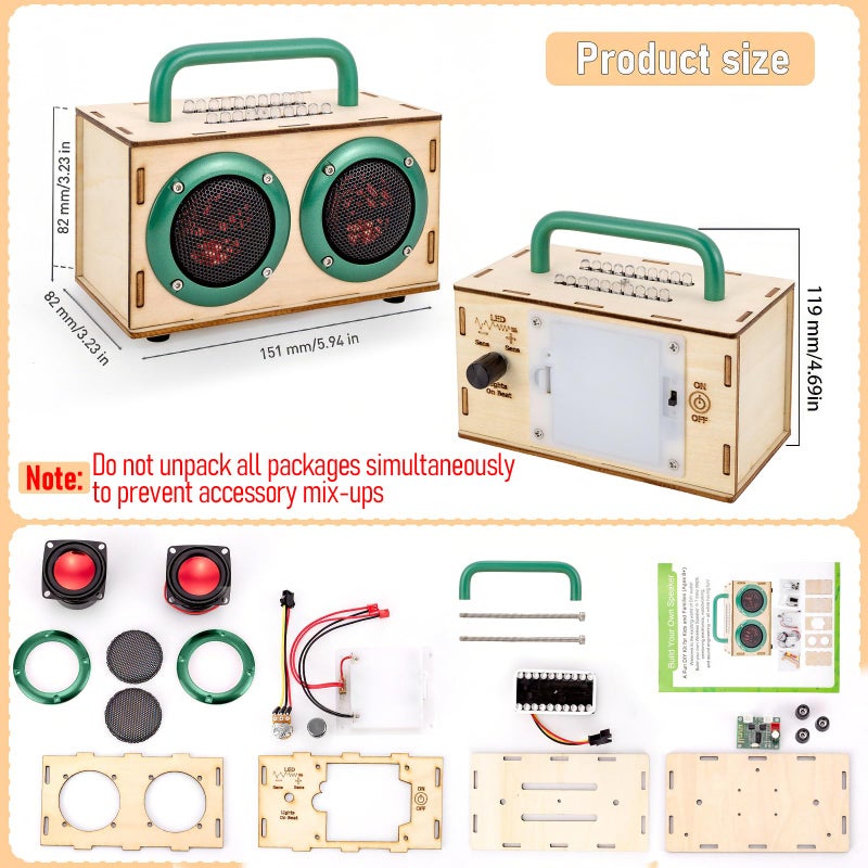Swhmc DIY Bluetooth Speaker Kit - STEM Projects for Kids & Adults Age 8-12-16, Build Portable Speaker with LED Light, Science Experiment Electronics Set, Birthday Gifts for 9 10 11 13 14 Year Old Boy & Girl - Image 1