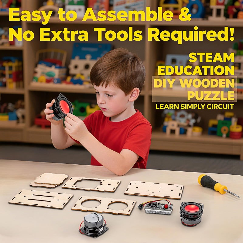 Swhmc DIY Bluetooth Speaker Kit - STEM Projects for Kids & Adults Age 8-12-16, Build Portable Speaker with LED Light, Science Experiment Electronics Set, Birthday Gifts for 9 10 11 13 14 Year Old Boy & Girl - Image 4