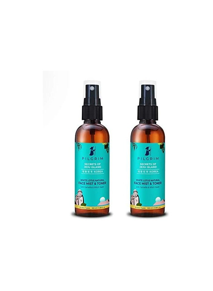 PILGRIM Pilgrim Pack of 2 Alcohol Free Face Toner, Face Mist For Pores Tightening, Glowing Skin, Dry, Oily, Combination, Acne Skin, Korean Beauty Secrets, 100ml+100ml - Image 1