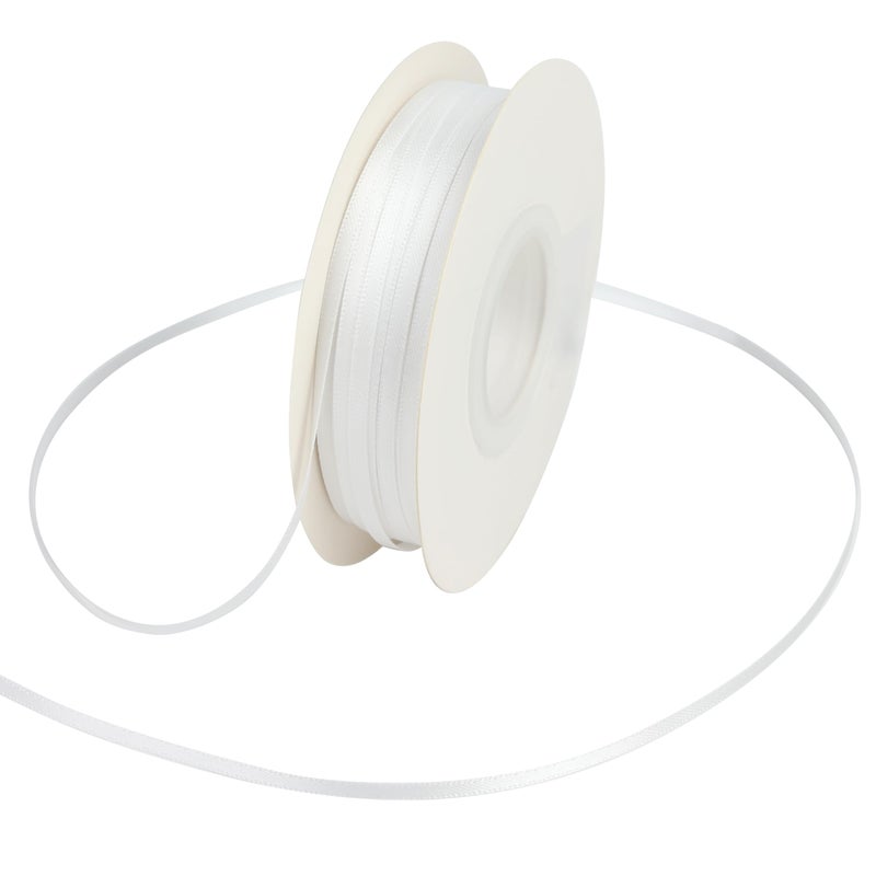 DINDOSAL Thin White Ribbon 18 Inch Double Face Satin Ribbon for Crafts Hanging Tags Christmas Tree Ornaments  100 Yards