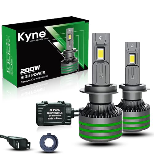 KYNE 200W High Power Premium LED Headlights Bulb –H7/H18 6000K Cool White 20,000 Lumens Ultra-Bright, IP65 Waterproof with 3 YEAR WARRANTY (3 Year Warranty, H7/H18) - Image 1