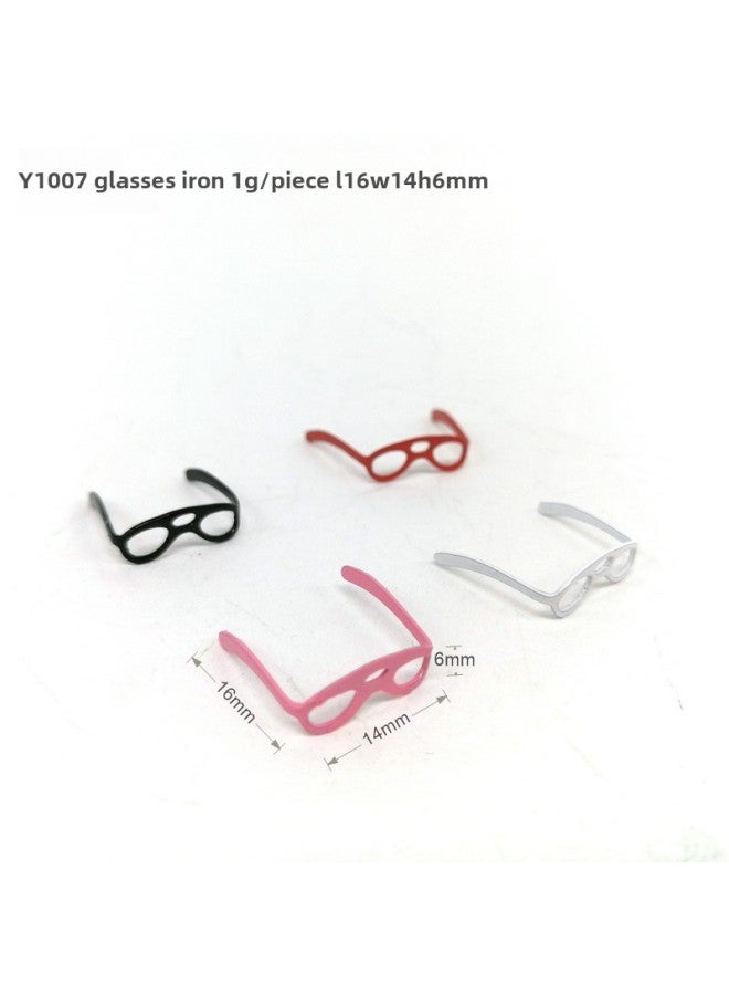 12 Points Bjd Accessories Doll House  Dollhouse Black Frame Glasses-Color:Y1007 Hollow Glasses White  - Image 2