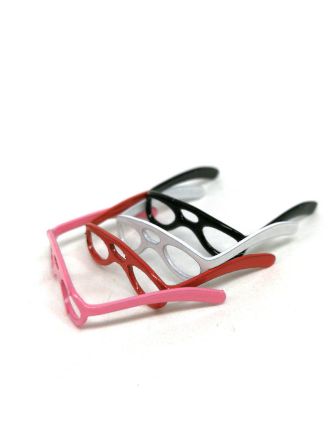 12 Points Bjd Accessories Doll House  Dollhouse Black Frame Glasses-Color:Y1007 Hollow Glasses White  - Image 3