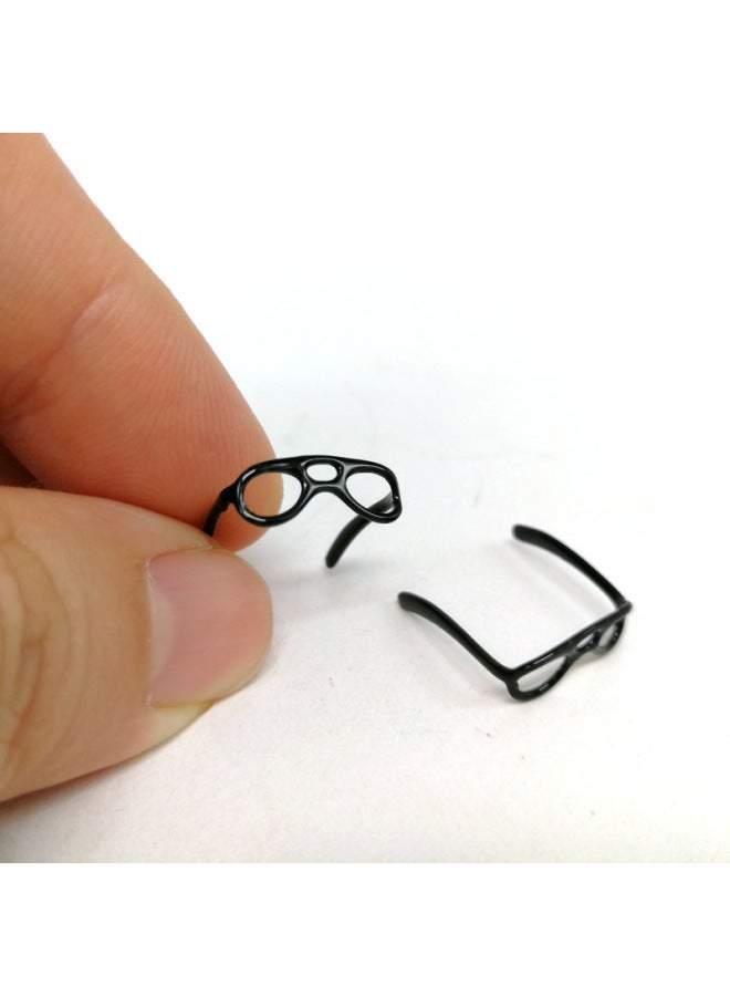 12 Points Bjd Accessories Doll House  Dollhouse Black Frame Glasses-Color:Y1007 Hollow Glasses White  - Image 1