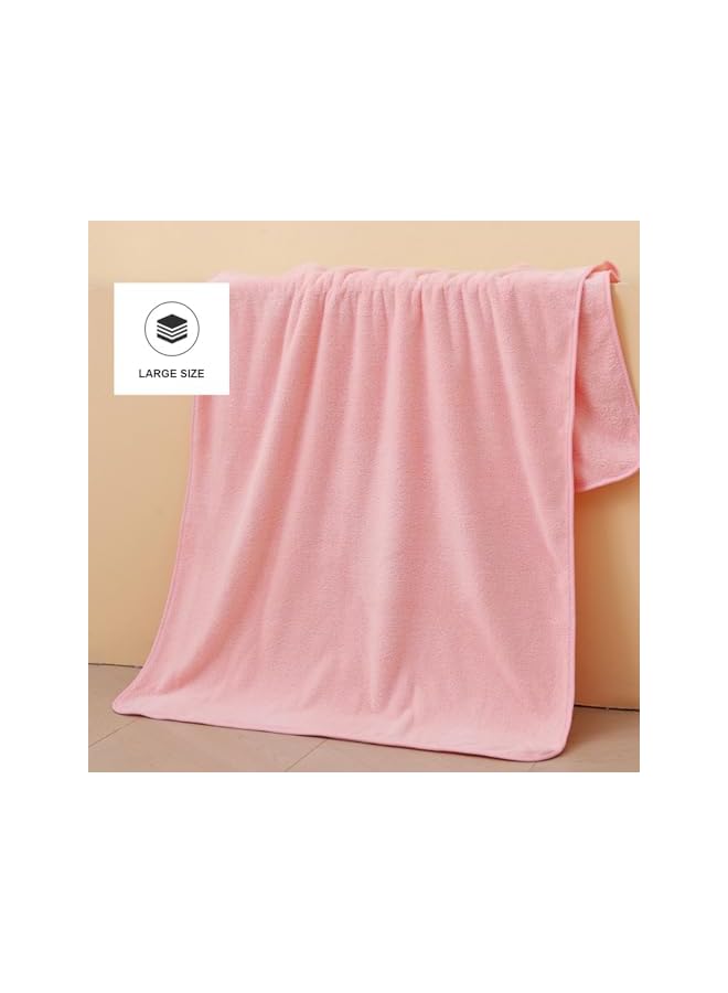 The Bros 3 PCS Microfiber Bath Towel Set, Plush Quick Dry Lint Free Microfiber Bath Towel Set Multipurpose Coral Velvet Bath Towels for Spa, Yoga, Fitness, Bathroom (70 * 140 CM & 35 * 75 CM, Pink) - Image 3