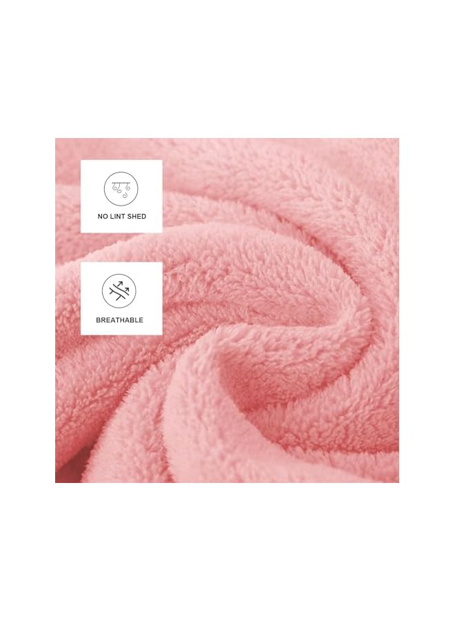 The Bros 3 PCS Microfiber Bath Towel Set, Plush Quick Dry Lint Free Microfiber Bath Towel Set Multipurpose Coral Velvet Bath Towels for Spa, Yoga, Fitness, Bathroom (70 * 140 CM & 35 * 75 CM, Pink) - Image 2